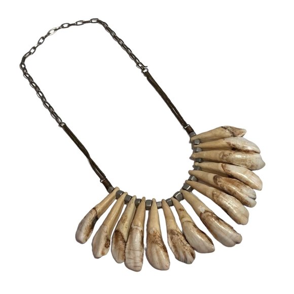 Wild Boar Tooth Necklace African Tribal Style - Picture 1 of 12